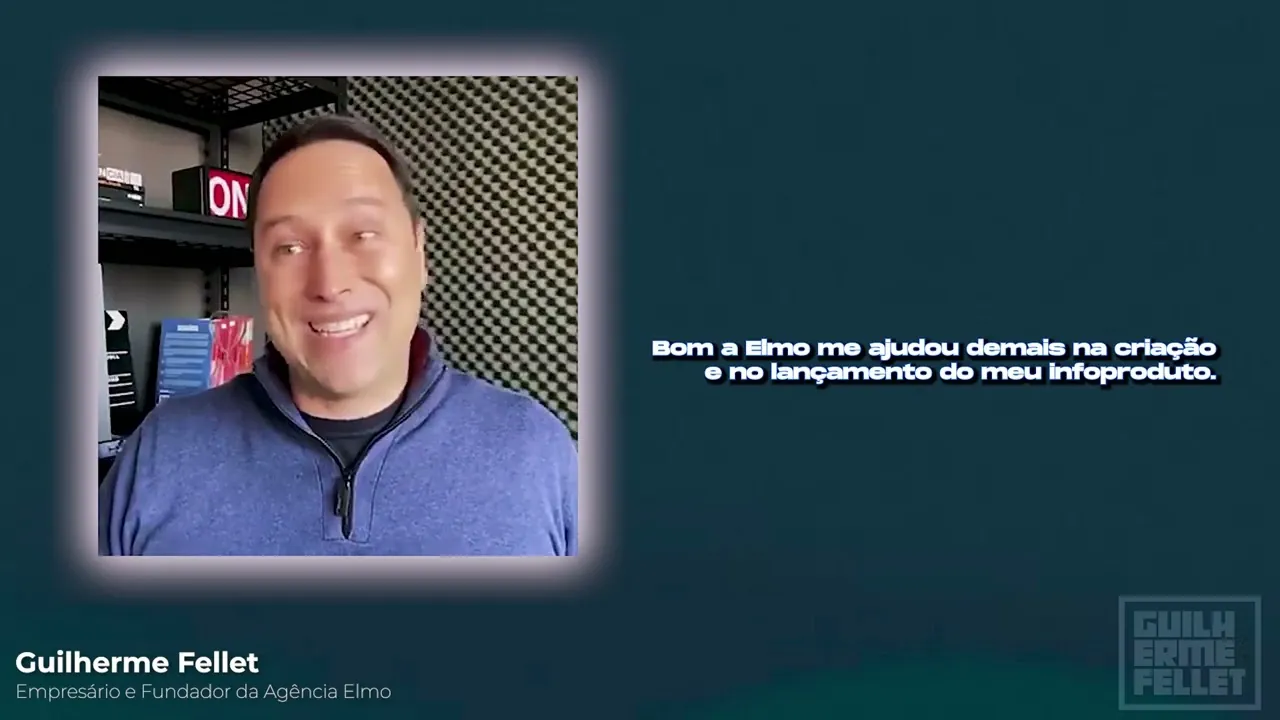 Cliente gravando depoimento em vídeo sobre o trabalho com Guilherme Fellet